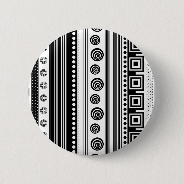 Niedliche Schwarz-weiße Ziertextur Button (Vorderseite)