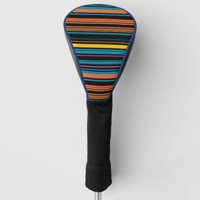 Niedliche schwarzblaue Streifen Golf Headcover (Vorderseite)