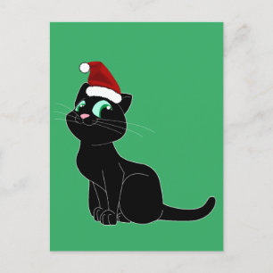 NIEDLICHE SCHWARZE CAT-CHRISTMAS ART POSTCARD POSTKARTE