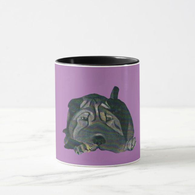 Niedliche Schwarze Chinesische Shar Pei Tasse (Zentrum)