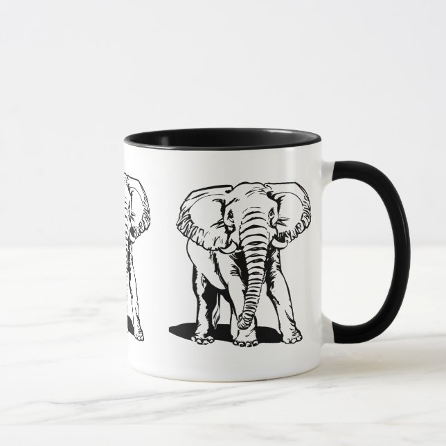 Niedliche schwarze Elefantenlinie Zeichnend Tasse (Rechts)