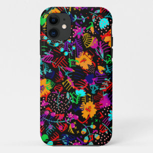 Niedliche, schwarze, farbige abstrakte Blume Case-Mate iPhone Hülle