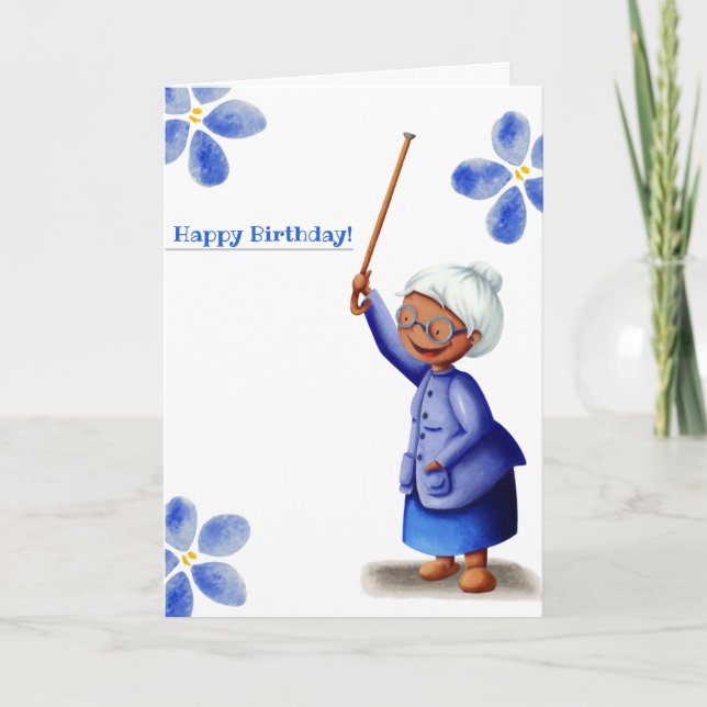 Niedliche Schwarze Frau Oma Happy Birthday Karte (Vorderseite)