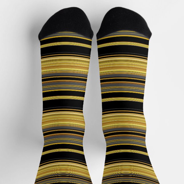 Niedliche schwarze goldene Streifen Socken (Oben)