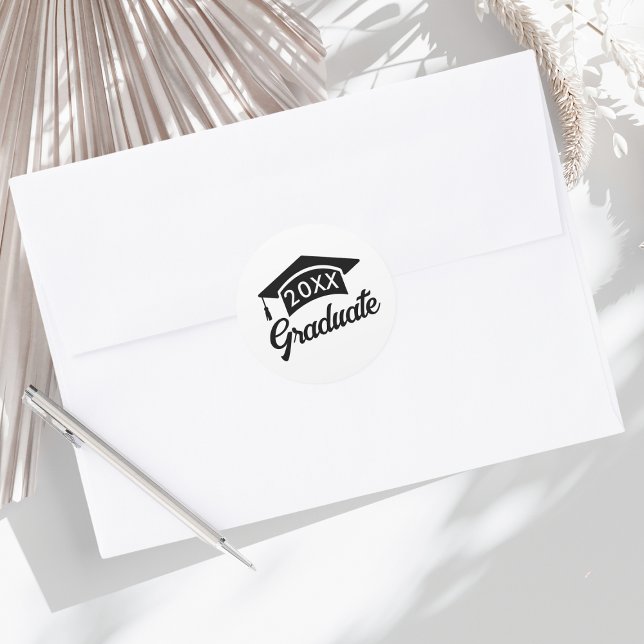 Niedliche schwarze Graduationsstufe Runder Aufkleber (Von Creator hochgeladen)