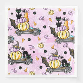 NIEDLICHE SCHWARZE HALLOWEEN KATZEN MIT PUMPKINS R SERVIETTE