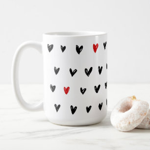 Niedliche schwarze Herzen Kaffeetasse