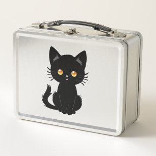 Niedliche Schwarze Katze 2 Metall Brotdose