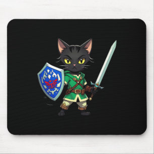 Niedliche schwarze Katze als Retro-Videospielfigur Mousepad