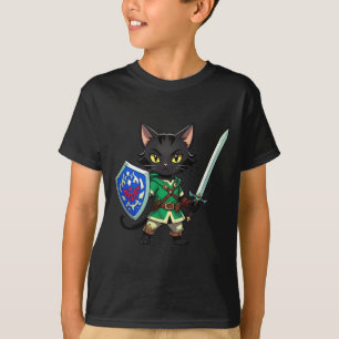Niedliche schwarze Katze als Retro-Videospielfigur T-Shirt