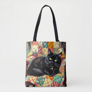 Niedliche schwarze Katze auf Rockstuhl Tasche