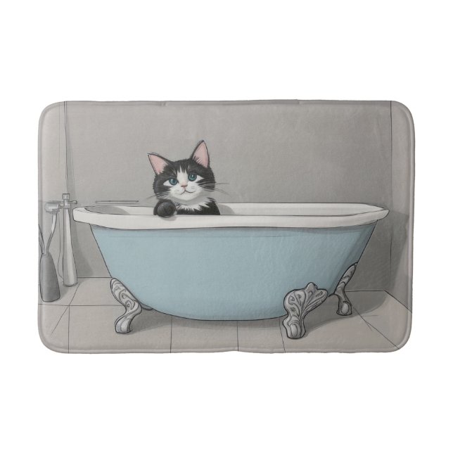 Niedliche Schwarze Katze Badematte (Vorderseite)