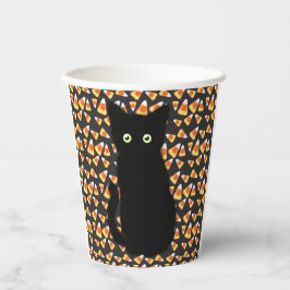 Niedliche Schwarze Katze Candy Mais Muster Hallowe Pappbecher