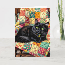 Niedliche Schwarze Katze | Denken Sie an Sie Karte