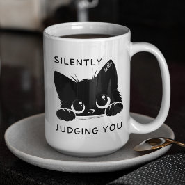 Niedliche schwarze Katze, die dich Personalisiert  Zweifarbige Tasse