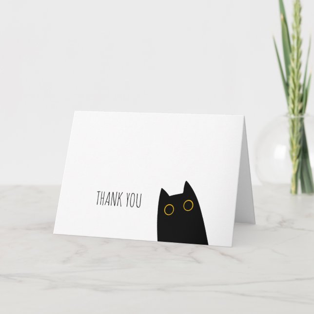 Niedliche schwarze Katze Faltkarte Danke Karte (Vorderseite)