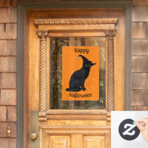 Niedliche Schwarze Katze Fensteraufkleber