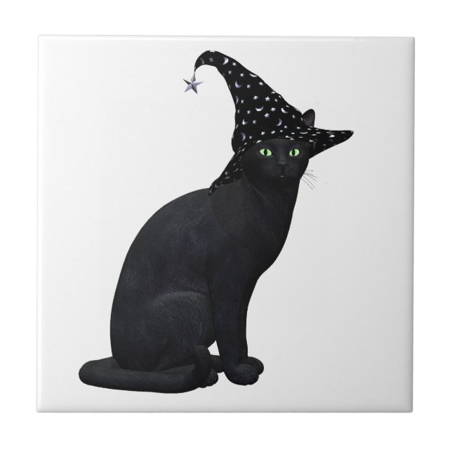 Niedliche Schwarze Katze Fliese (Vorderseite)