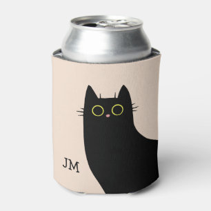 Niedliche schwarze Katze im Stil des Mitteljahrhun Dosenkühler