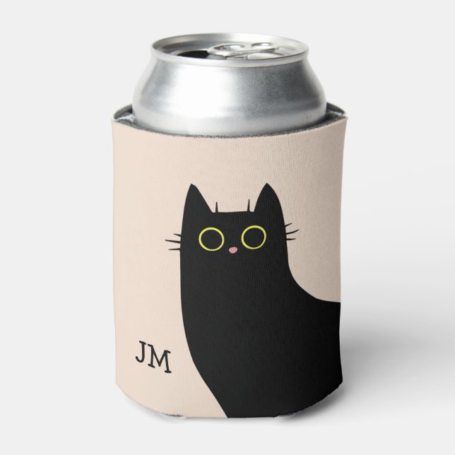 Niedliche schwarze Katze im Stil des Mitteljahrhun Dosenkühler (Kanne Vorderseite)