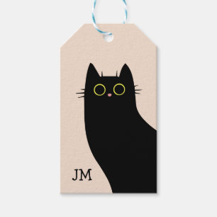 Niedliche schwarze Katze im Stil des Mitteljahrhun Geschenkanhänger