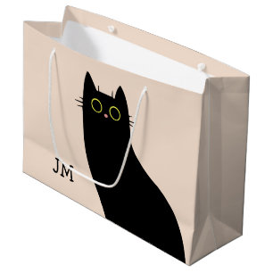 Niedliche schwarze Katze im Stil des Mitteljahrhun Große Geschenktüte