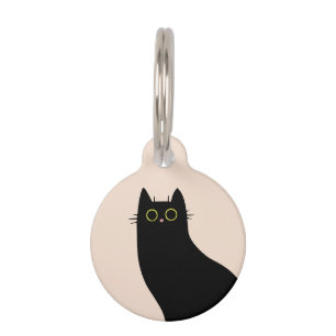 Niedliche schwarze Katze im Stil des Mitteljahrhun Haustiermarke