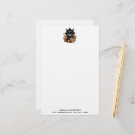 Niedliche schwarze Katze in einem Hexenhut Briefpapier