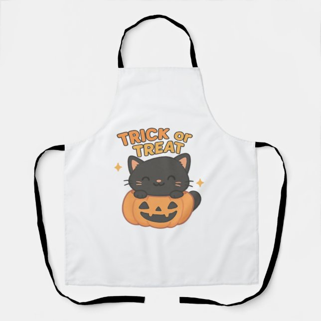 Niedliche Schwarze Katze in Pumpkin - Trick oder T Schürze (Vorderseite)