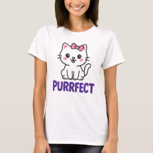 Niedliche schwarze Katze in rosa Kleid - PURRFECT T-Shirt