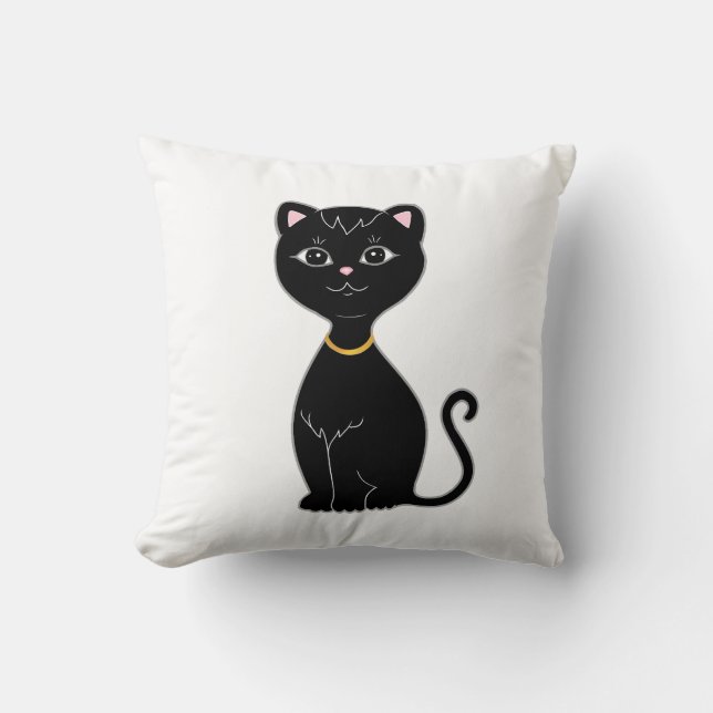 Niedliche Schwarze Katze Kissen (Vorderseite)