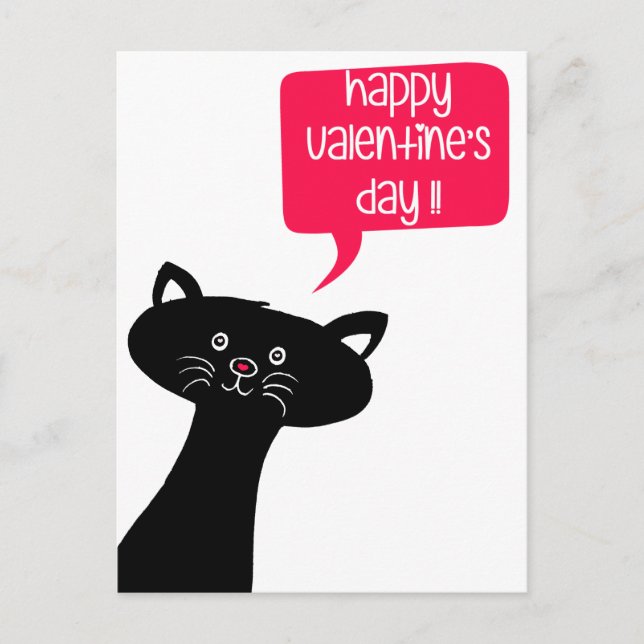 Niedliche Schwarze Katze - Klassenzimmer Valentins Postkarte (Vorderseite)