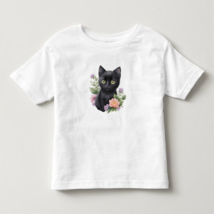 Niedliche schwarze Katze Kleinkind T-shirt