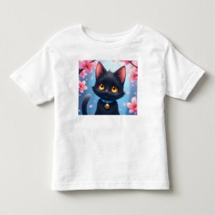 Niedliche Schwarze Katze Kleinkind T-shirt
