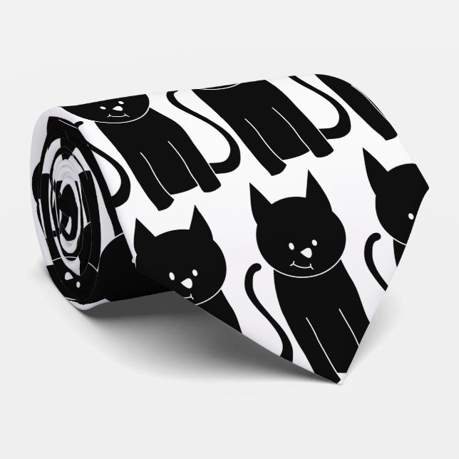 Niedliche Schwarze Katze Krawatte (Gerollt)
