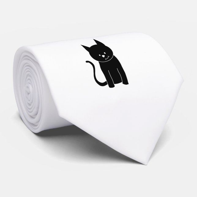 Niedliche Schwarze Katze Krawatte (Gerollt)