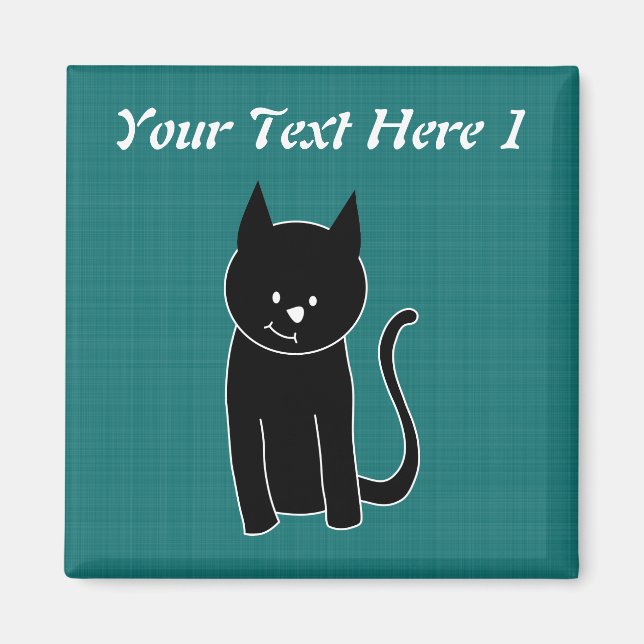 Niedliche Schwarze Katze Magnet (Vorne)