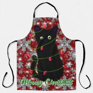 Niedliche schwarze Katze Meowy Weihnachten Schürze