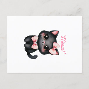 Niedliche Schwarze Katze mit Bow für Halloween-Dek Postkarte