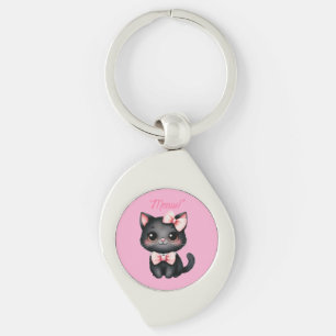 Niedliche Schwarze Katze mit Bow für Halloween-Dek Schlüsselanhänger