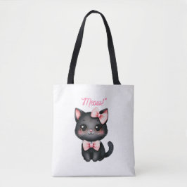 Niedliche Schwarze Katze mit Bow für Halloween-Dek Tasche
