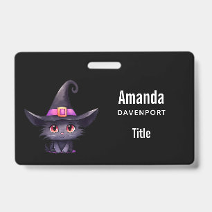 Niedliche schwarze Katze mit Hexenhut Ausweis