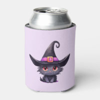 Niedliche schwarze Katze mit Hexenhut