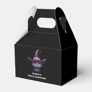 Niedliche schwarze Katze mit Hexenhut Geschenkschachtel