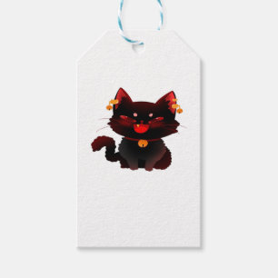 Niedliche schwarze Katze mit klassischem T - Shirt Geschenkanhänger