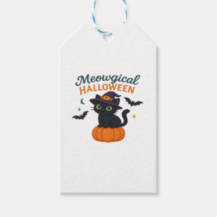 Niedliche schwarze Katze mit leuchtenden grünen Au Geschenkanhänger