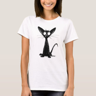 Niedliche Schwarze Katze Mode T-Shirt
