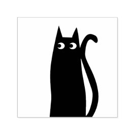 Niedliche Schwarze Katze Permastempel