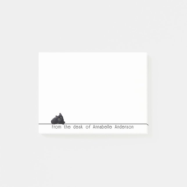 Niedliche Schwarze Katze - personalisierte Notizen (Vorderseite)