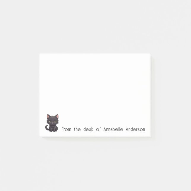 Niedliche Schwarze Katze - personalisierte Notizen (Vorderseite)